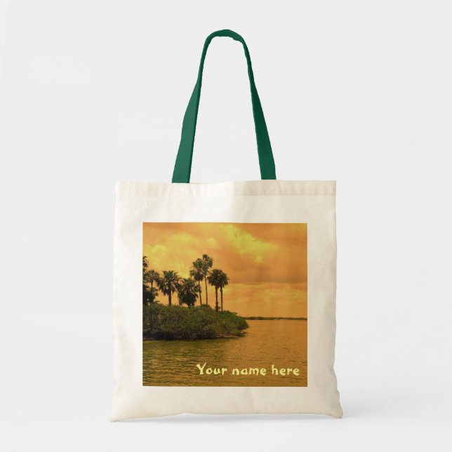 Bolso De Tela Ensueño de la palmera personalizado (Frente)
