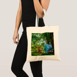Bolso De Tela Entorno tropical exuberante del rinoceronte de Sli