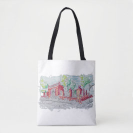 Bolso De Tela Entrada histórica de ladrillo rojo