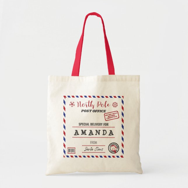 Bolso De Tela Entrega especial de Santa para niños (Frente)