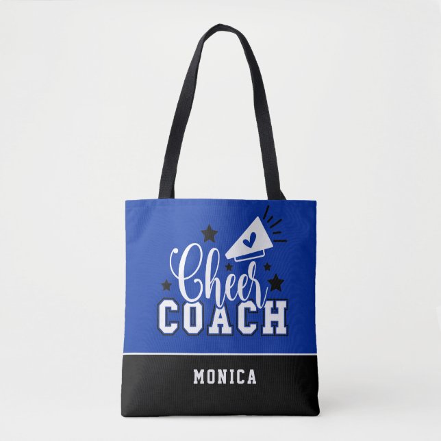 Bolso De Tela Entrenador barato personalizado Royal Blue y Black (Anverso)