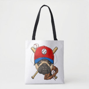 Bolso De Tela Entrenador del equipo de béisbol Pug Dog Lover Pug