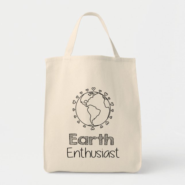 Bolso De Tela Entusiasta de la Tierra Amigable con la Ecografía  (Frente)