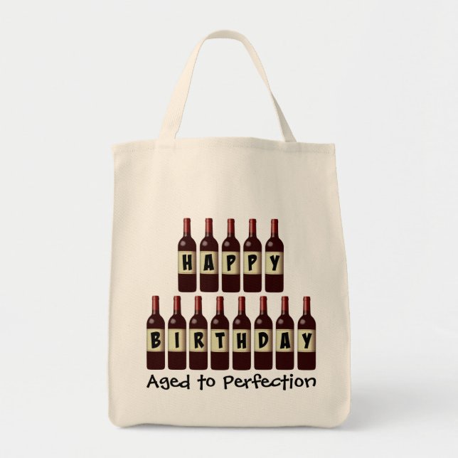 Bolso De Tela Envejecido cumpleaños del amante del vino de la (Frente)