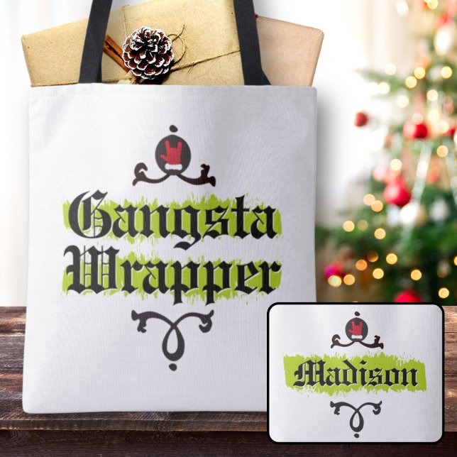 Bolso De Tela Envoltura de gangsta Navidades de Guay Spirit Tote (Gangsta Wrapper Cool Christmas Spirit Tote Bag)