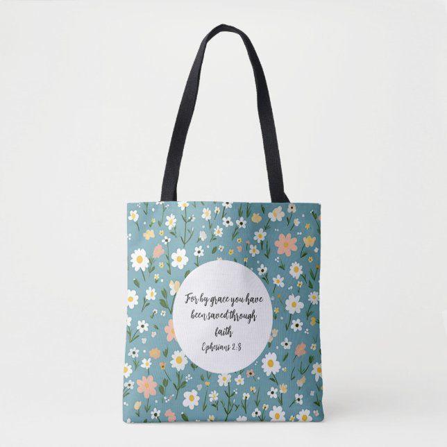 Bolso De Tela Ephesians 2:8 Christian Tote Bag (Anverso)