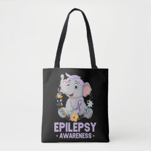 Bolso De Tela Epilepsia divertida Conciencia Flor Elephant Ribbo