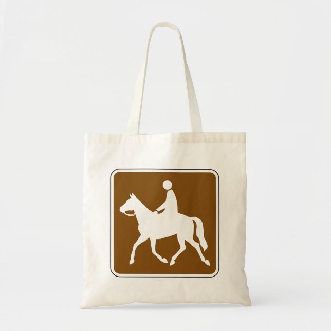 Bolso De Tela Equestrian Trail Riding Horse Silhouette Icon (Frente)