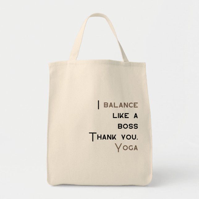 Bolso De Tela Equilibrio Como Un Jefe, Gracias Yoga, Yoga Guay (Frente)
