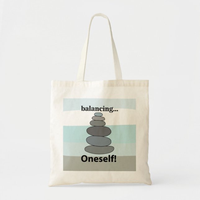 Bolso De Tela Equilibrio de Piedras  (Frente)