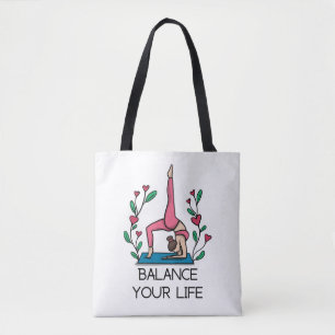 Bolso De Tela Equilibrio de yoga con tu dama de vida en yoga ros