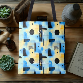 Bolso De Tela Equilibrio Frío Abstracto – Azul, Amarillo y Negro