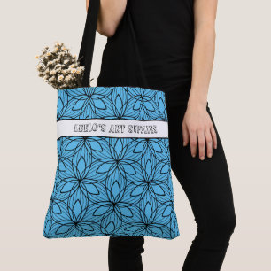 Bolso De Tela Equipamiento geométrico de arte negro y azul para