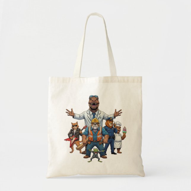 Bolso De Tela Equipo de Animales Geniales para Niños en el Día d (Frente)