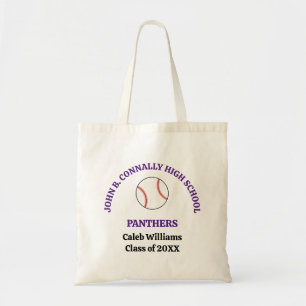 Bolso De Tela Equipo de béisbol púrpura personalizado de escuela