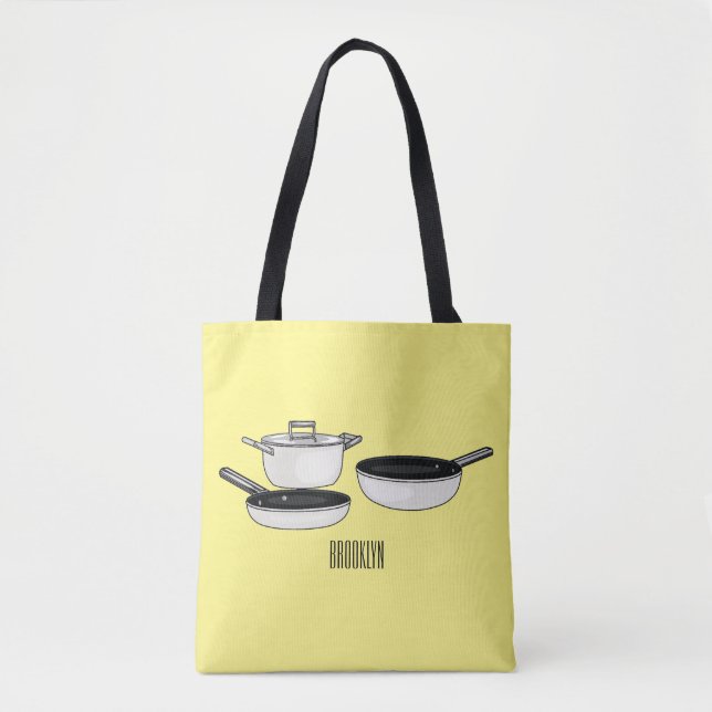 Bolso De Tela Equipo de cocina ilustracion personalizado (Anverso)