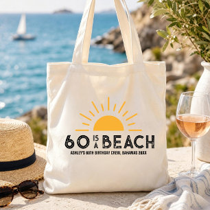 Bolso De Tela Equipo de cumpleaños número 60 y 70 de la playa de