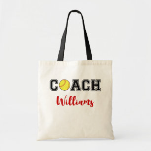 Bolso De Tela Equipo de entrenador de softball personalizado