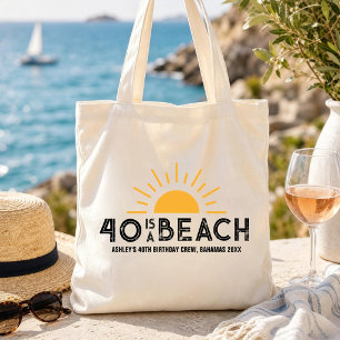 Bolso De Tela Equipo de la playa del atardecer retro para el 40º