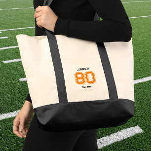 Bolso De Tela Equipo de naranja Deportivo Nombre personalizado N