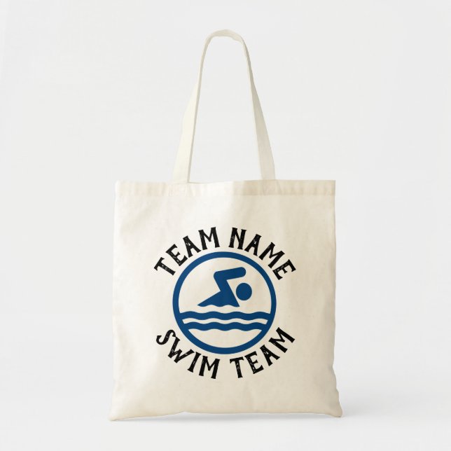 Bolso De Tela Equipo de natación personalizado Nombre Natación y (Frente)