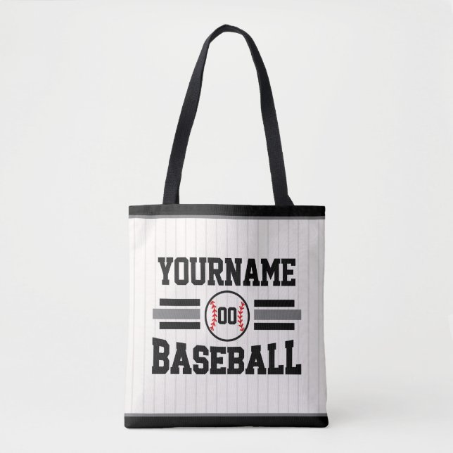 Bolso De Tela Equipo de NOMBRE del jugador de béisbol retro pers (Anverso)