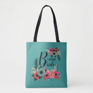 Bolso De Tela Equipo de novias. Bridesmaid Regalo floral moderno