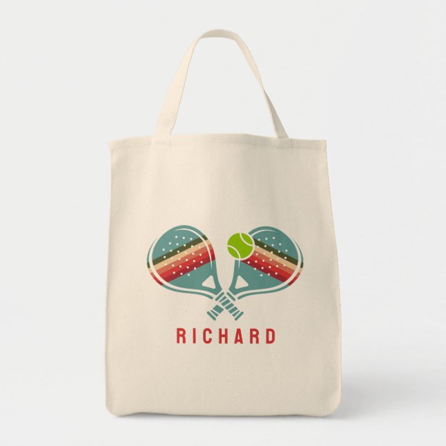 Bolso De Tela Equipo de Pickleball Paddles Rayados Personalizado (Frente)