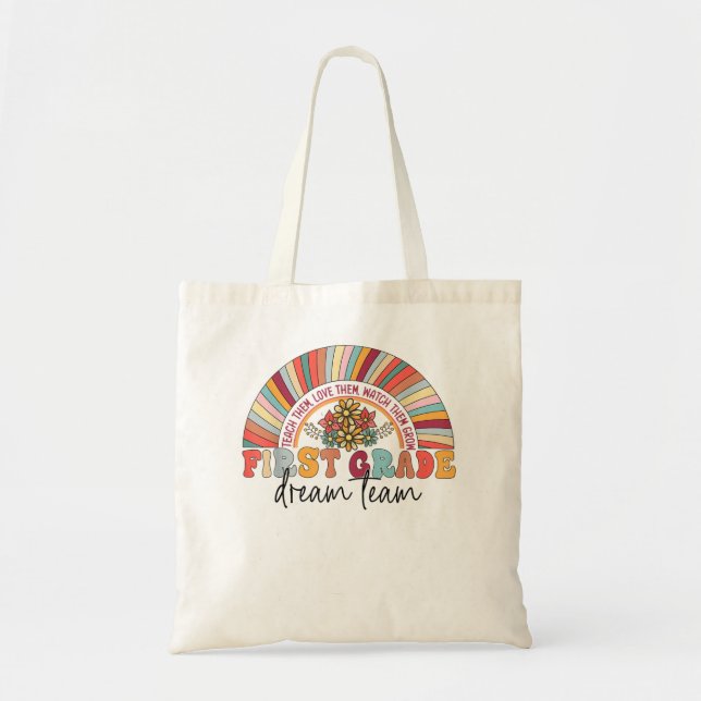 Bolso De Tela Equipo de primer grado de Dream Team Rainbow Teach (Frente)