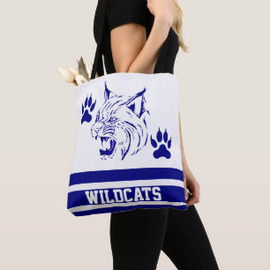 Bolso De Tela Equipo deportivo Mascot Bobcat Wildcat Blue (CUALQ