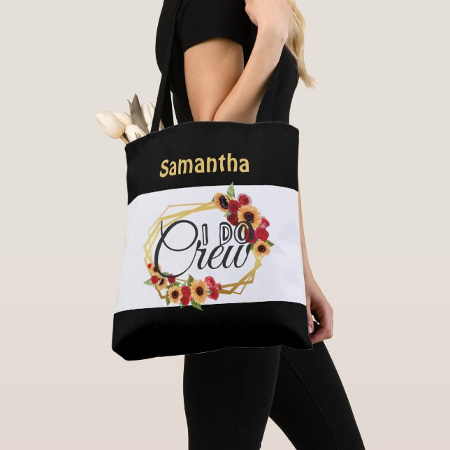 Bolso De Tela Equipo I Do Crew Girasoles Rosas Fiesta Nupcial (Detalle)