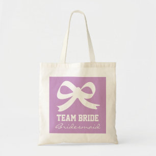Bolso De Tela Equipo morado de lavanda nudo de arco de la novia 