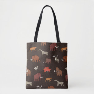 Bolso De Tela Era Mammoth: Patrón Temático Prehistórico.