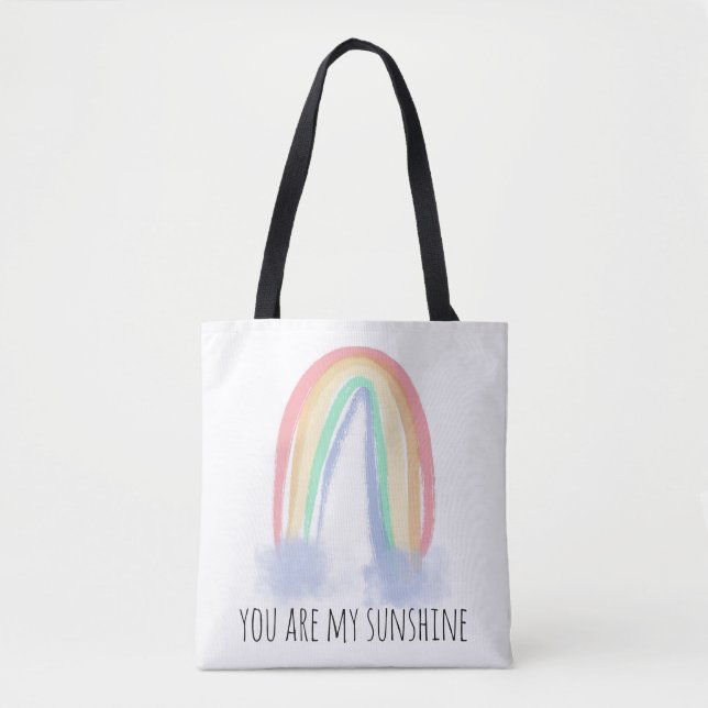 Bolso De Tela Eres mi sol acuarela pintada arcoíris   (Anverso)