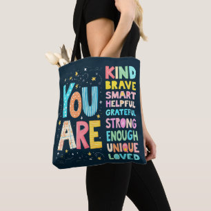 Bolso De Tela Eres una tipografía positiva de citas Inspiradoras