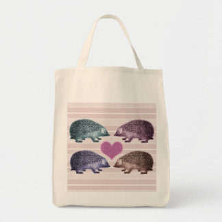 Bolso De Tela Erizos en amor - cuatro erizos adorables