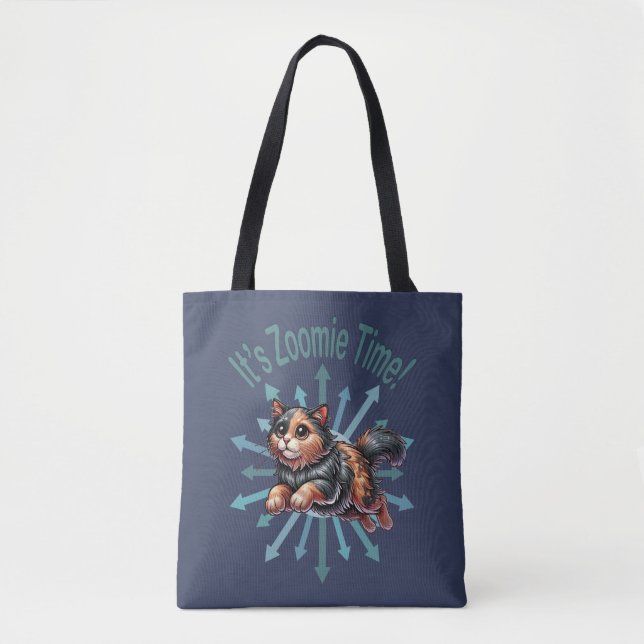 Bolso De Tela Es el gato de zoomie Time Tortoise Shell (Anverso)