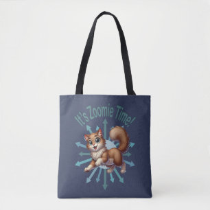 Bolso De Tela Es Hora de Zoomie Gato Marrón y Blanco Lindo