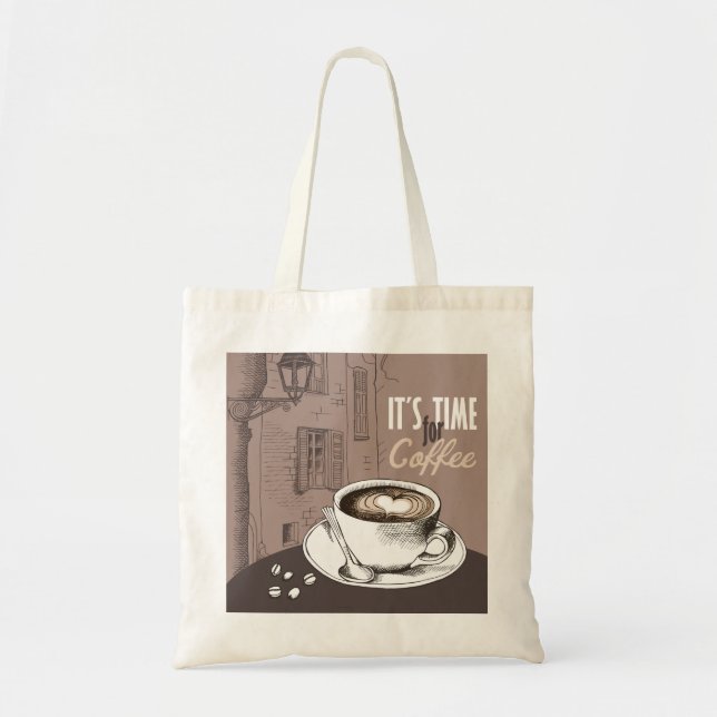 Bolso De Tela Es hora para el café (Frente)