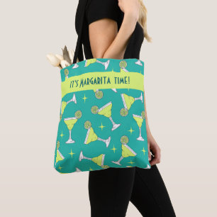 Bolso De Tela Es Margarita Time Retro Cocktail con estampado azu