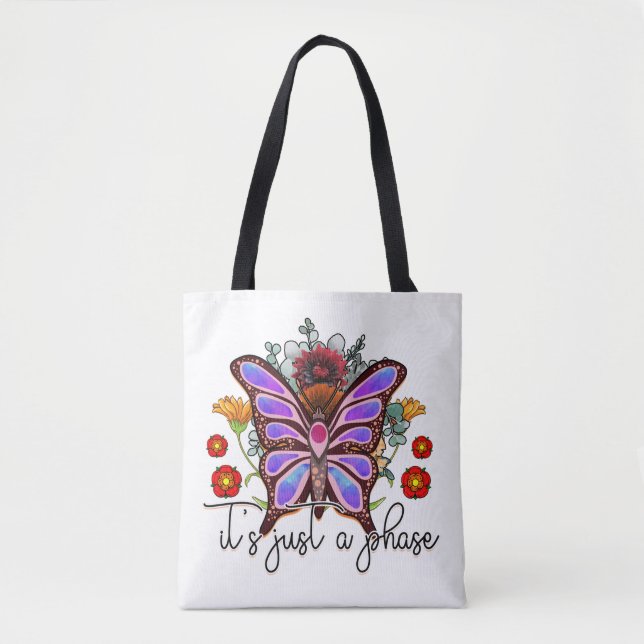 Bolso De Tela Es sólo una cita Inspiradora de la mariposa en fas (Anverso)