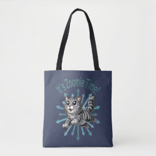 Bolso De Tela Es tiempo de Zoomie Gato Tabby Gris