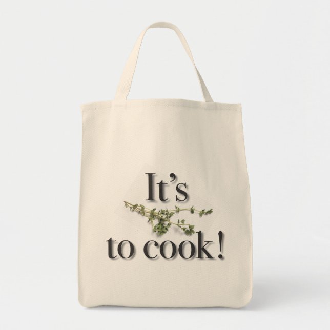 Bolso De Tela "Es tomillo a cocinar!" tote del ultramarinos (Frente)