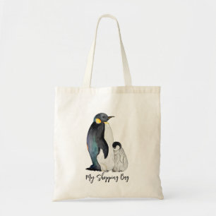 Bolso De Tela Es una familia de pingüinos dibujando acuarelas
