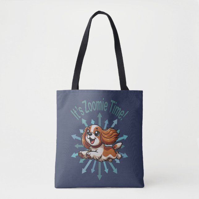 Bolso De Tela Es Zoomie Time Cavalier Spaniel (Anverso)