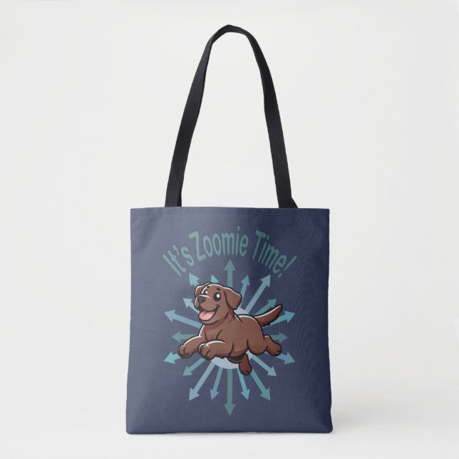 Bolso De Tela Es Zoomie Time Chocolate Lab (Anverso)