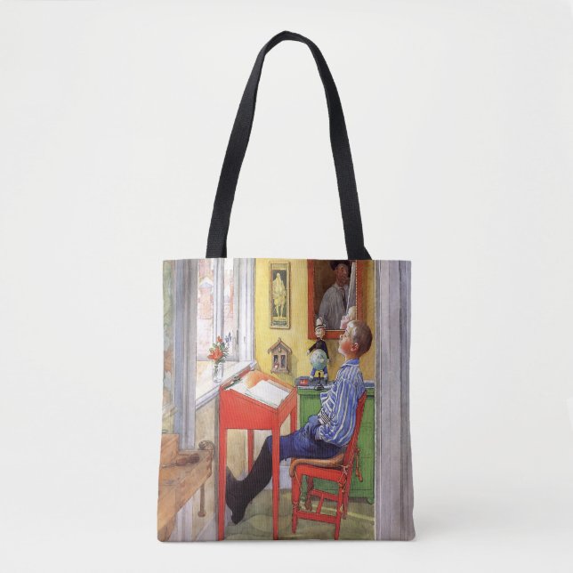 Bolso De Tela Esbjorn haciendo sus deberes de Carl Larsson (Anverso)