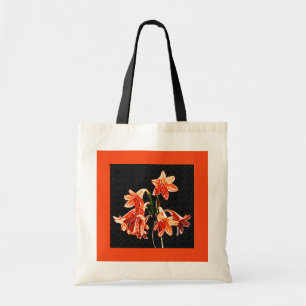 Bolso De Tela Esbozo de Daylilies - naranja y óxido de mandarín
