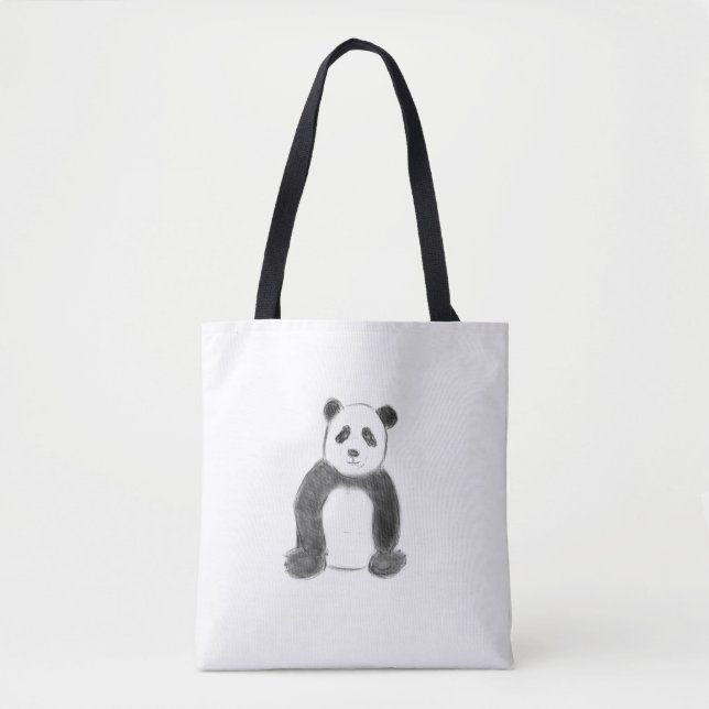 Bolso De Tela Esbozo de panda blanco y negro (Anverso)