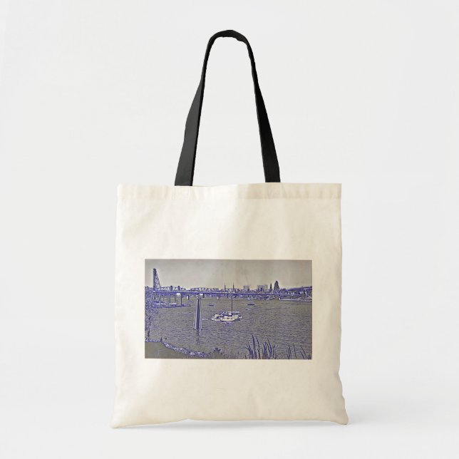 Bolso De Tela Esbozo de Portland Waterfront (Frente)